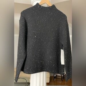 Calvin Klein women’s Sequin- Embellished knit sweater. Mock neck black size M